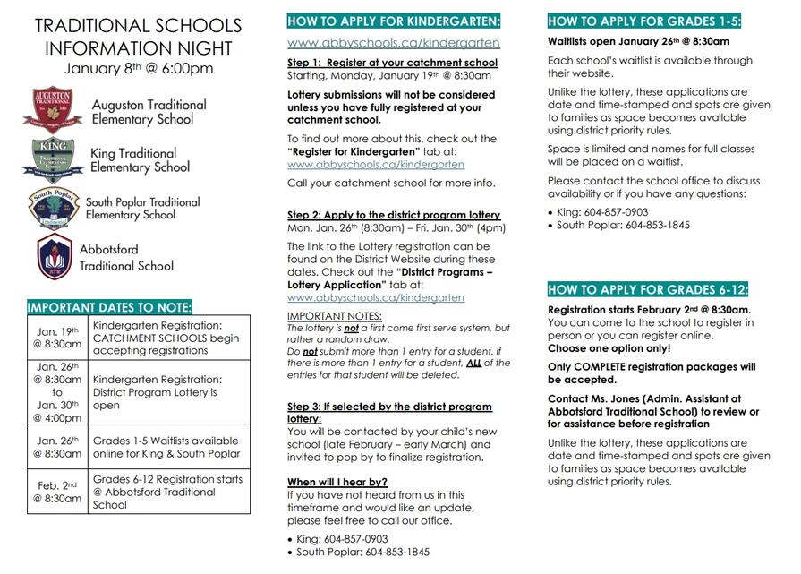 traditional schools info night